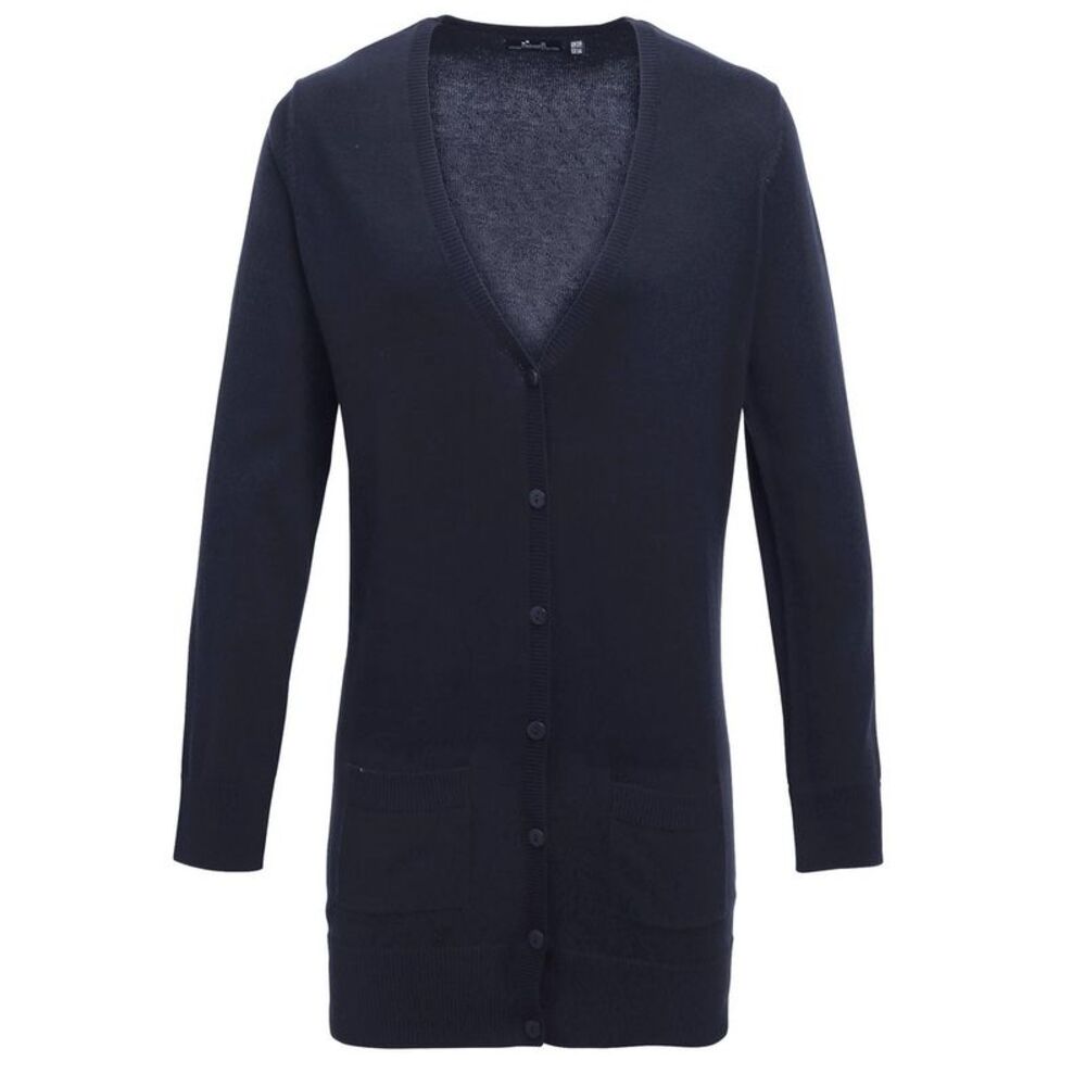 Premier Womens/Ladies Longline V Neck Cardigan / Navy